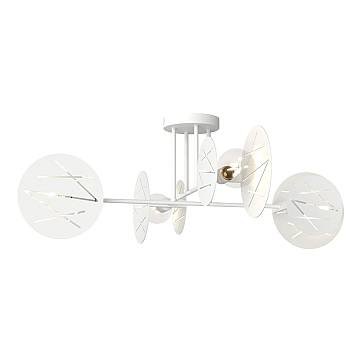 Plafoniera 4 Luci Usir Acciaio Bianco Bracci Diffusori A Cerchio Plafoniera 4 Luci Usir Acciaio Bianco Bracci Diffusori A Cerchio