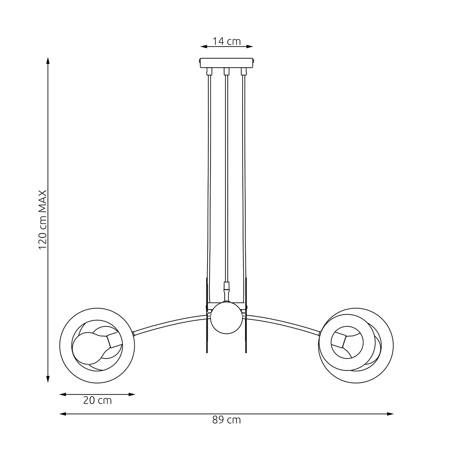 Lampadario 4 Luci Djehuty Acciaio Bianco Bracci Diffusori Doppio Cerchio 1414/4