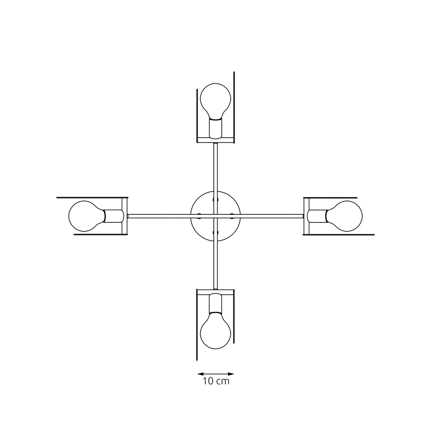 Lampadario 4 Luci Djehuty Acciaio Bianco Bracci Diffusori Doppio Cerchio 1414/4