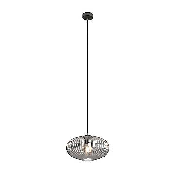 Sospensione 1 Luce Suchos In Acciaio Nero Paralume Plissettato Fumè Sospensione 1 Luce Suchos In Acciaio Nero Paralume Plissettato Fumè
