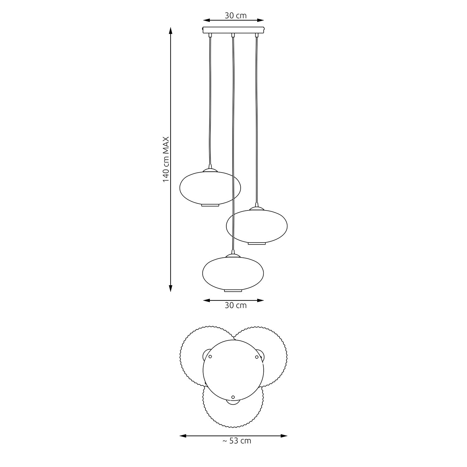Lampadario 3 Luci Suchos Base Tonda Acciaio Nero Paralume Plissettato Fumè 1377/3PREM