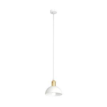 Sospensione 1 Luce Rigantona In Acciaio Bianco E Oro Diffusore A Cupola