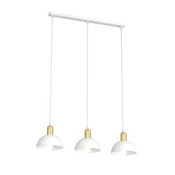 Lampadario 3 Luci Rigantona In Acciaio Bianco E Oro Diffusori A Cupola
