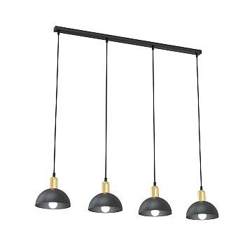 Lampadario 4 Luci Badb In Acciaio Nero E Oro Diffusori A Cupola