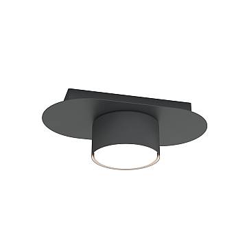 Lampada Da Soffitto 1 Luce Perseus In Acciaio Nero Diffusore A Cilindro