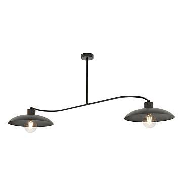 Bilanciere Industrial 2 Luci Mnemosyne Acciaio Nero E Diffusori A Cupola