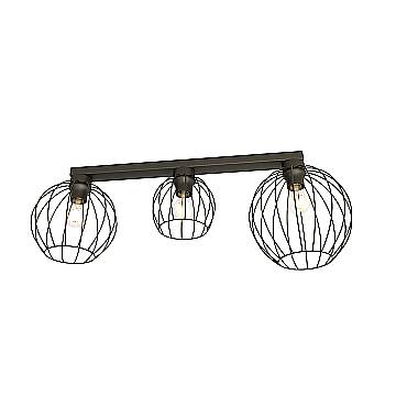 Plafoniera Minimal Industrial Orion 3 Luci Lineari Nera