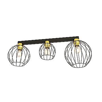 Plafoniera Minimal Industrial Orion 3 Luci Lineari Nera E Oro
