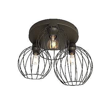Plafoniera Minimal Industrial Orion 3 Luci Tonda Nera