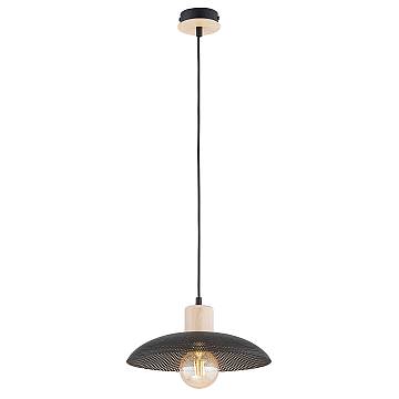 Sospensione Nordica Ramachandra 1 Luce In Legno E Acciaio Nero Sospensione Nordica Ramachandra 1 Luce In Legno E Acciaio Nero