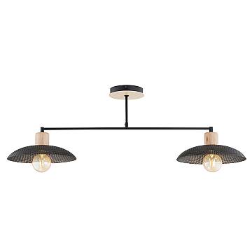 Plafoniera Nordica Ramachandra 2 Luci In Legno E Acciaio Nero Plafoniera Nordica Ramachandra 2 Luci In Legno E Acciaio Nero
