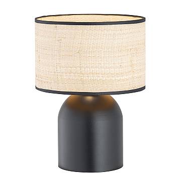 Lampada Da Tavolo Nordica Uma 1 Luce In Acciaio E Rattan