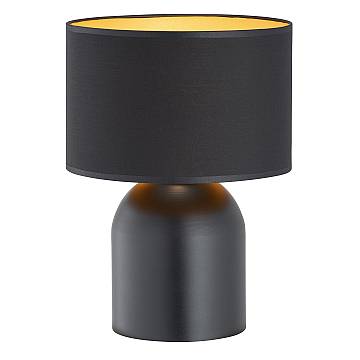 Lampada Da Tavolo Nordica Uma 1 Luce In Acciaio Nero E Oro