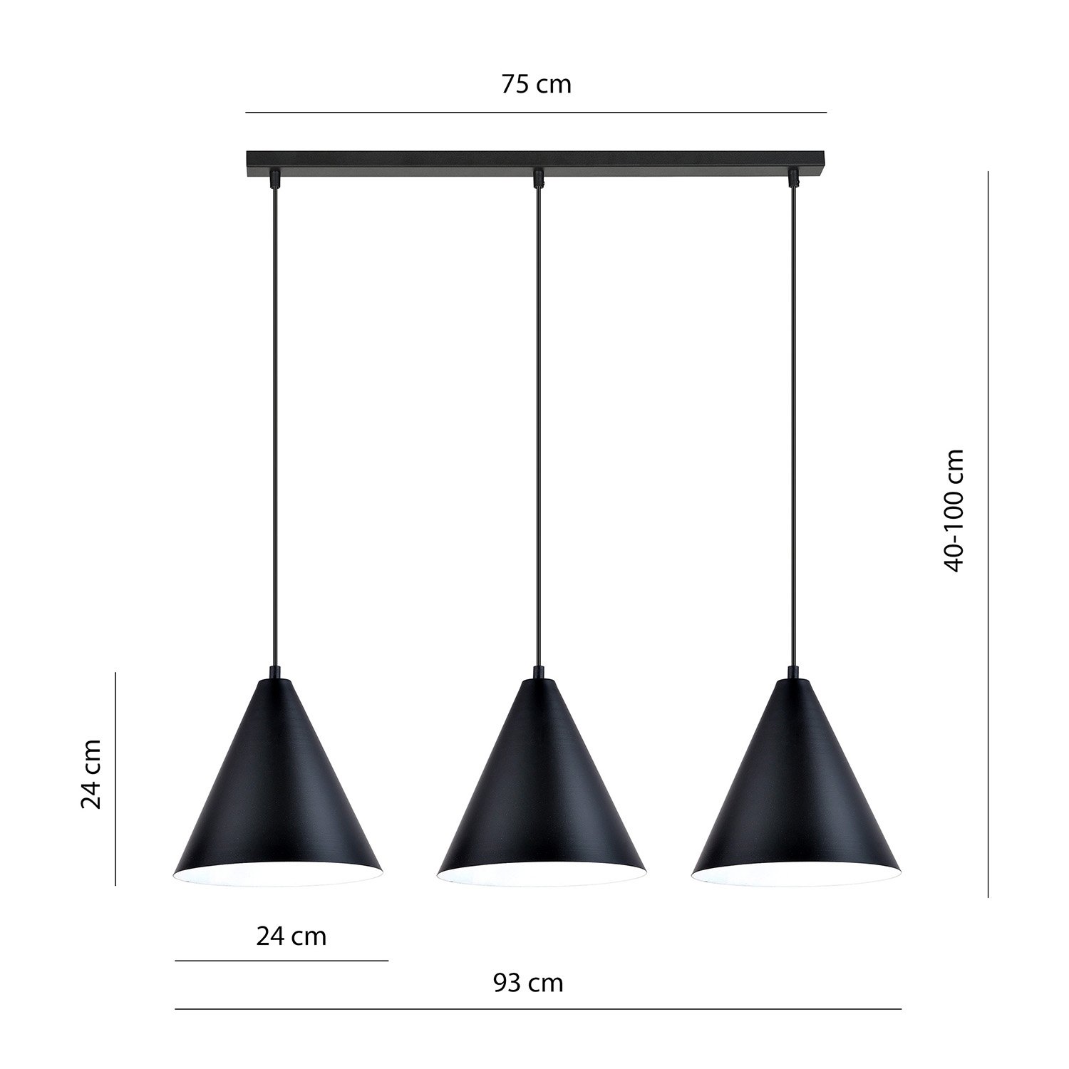 Sospensione Nordica Su 3 Luci In Acciaio Nero 1270/3