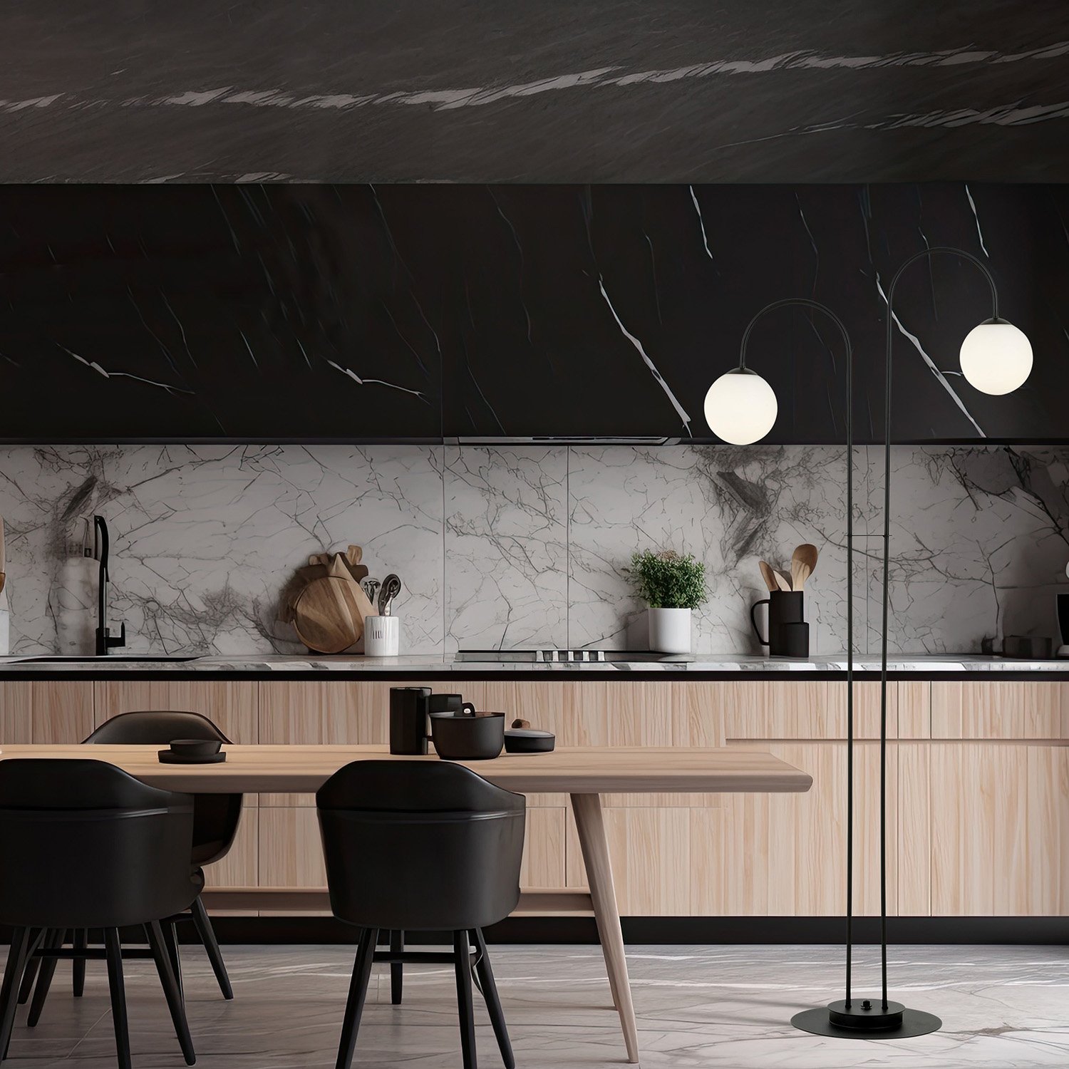 Lampadario Minimal Sharada Acciaio Nero 2 Luci E14 1288/LP2