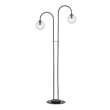 Lampadario Minimal Sharada Acciaio Nero Trasparente 2 Luci E14
