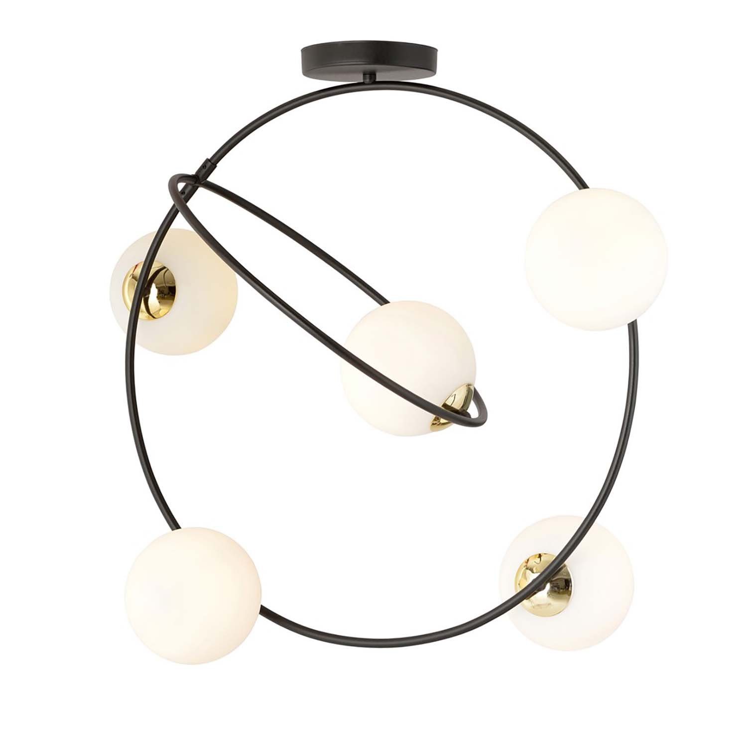 Lampadario Minimal Tsukiyomi Acciaio Nero Oro 5 Luci E14 1293/5