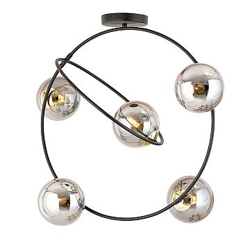 Lampadario Minimal Sharada Acciaio Nero Oro Grigio5 Luci E14