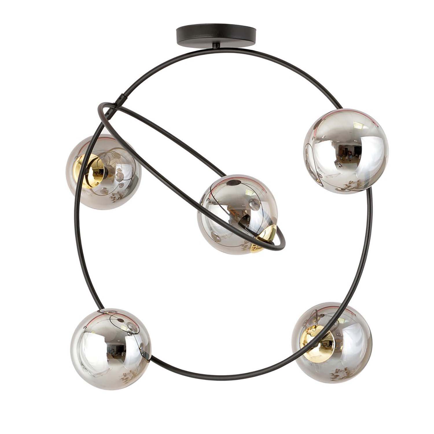 Lampadario Minimal Sharada Acciaio Nero Oro Grigio5 Luci E14 1292/5