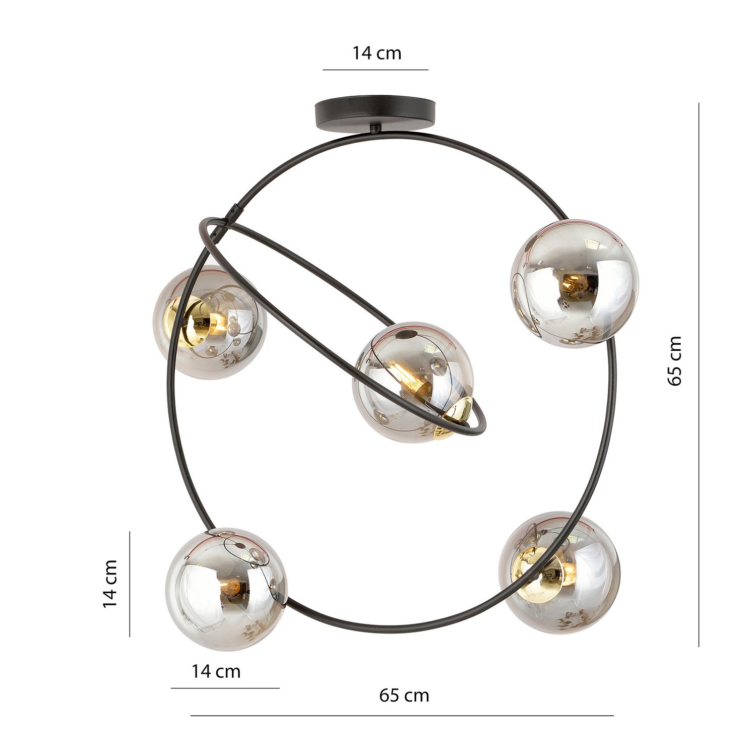 Lampadario Minimal Sharada Acciaio Nero Oro Grigio5 Luci E14 1292/5