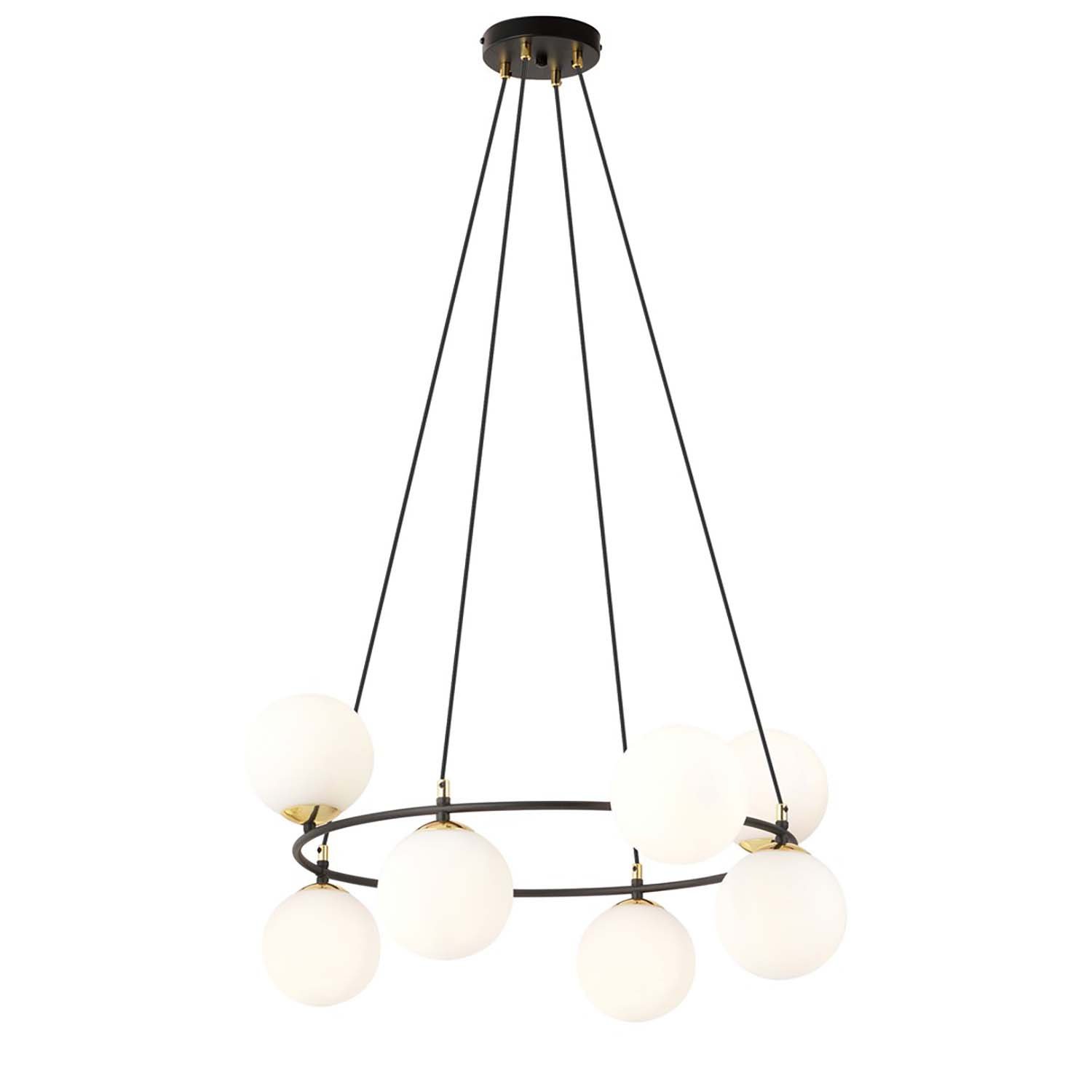 Lampadario Minimal Tsukiyomi Acciaio Nero Oro 7 Luci E14 1295/8