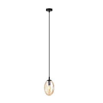 Sospensione Minimal 1 Luce Morigena Acciaio Nero E Vetro Ambra