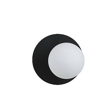 Lampada Da Parete Contemporanea Lothbrok 1 Luce Acciaio Nero Vetro Opalino