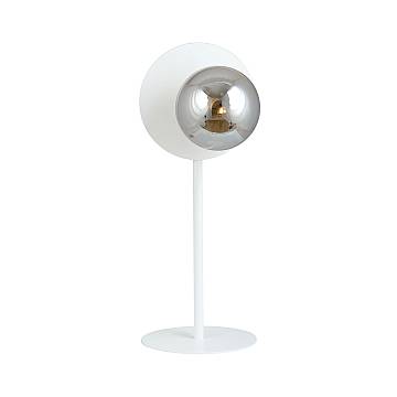 Lampada Da Tavolo Contemporanea Lothbrok 1 Luce Acciaio Bianco E Vetro Fumè