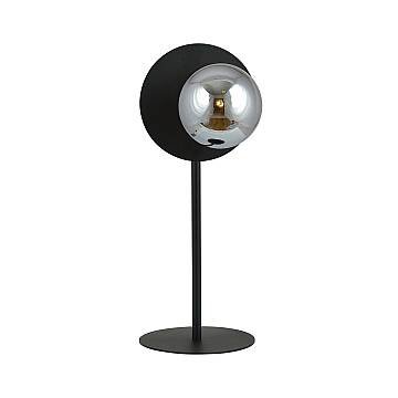 Lampada Da Tavolo Contemporanea Lothbrok 1 Luce Acciaio Nero E Vetro Fumè