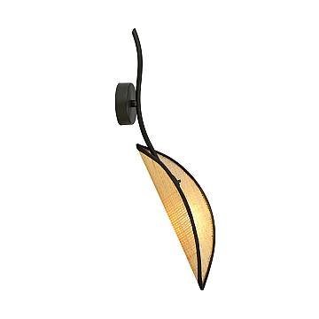 Applique Nordica 1 Luce Marte In Acciaio Nero E Rattan