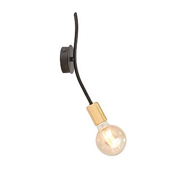 Applique Industrial 1 Luce Sugu In Acciaio Nero E Oro A Braccio