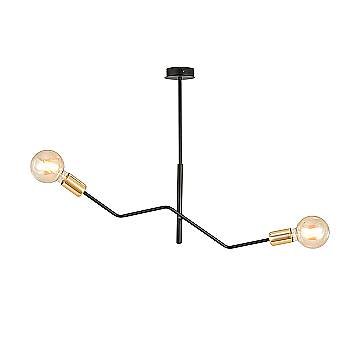 Sospensione Industrial 2 Luci Sugu Acciaio Nero E Oro Bracci Regolabili Sospensione Industrial 2 Luci Sugu Acciaio Nero E Oro Bracci Regolabili