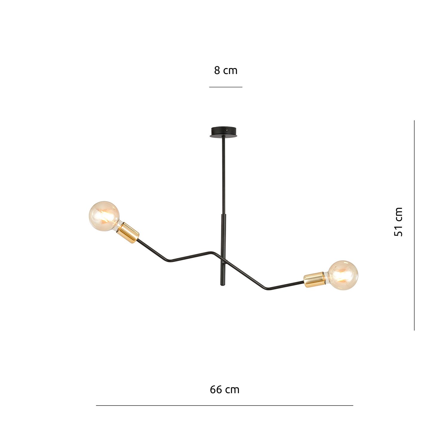Sospensione Industrial 2 Luci Sugu Acciaio Nero E Oro Bracci Regolabili 1125/2