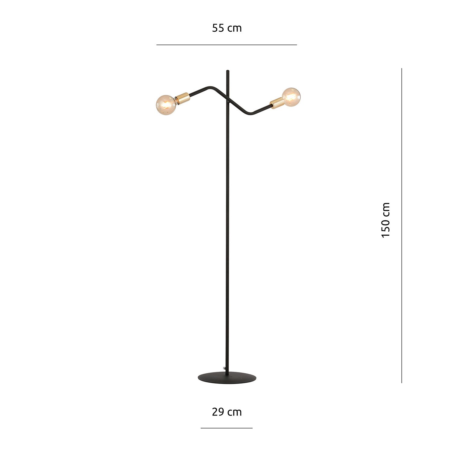 Plafoniera Moderna Sugu Acciaio Nero 2 Luci E27 1125/LP2