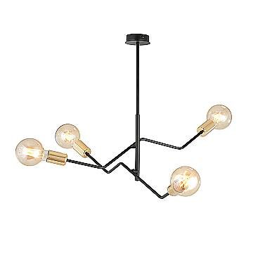 Sospensione Industrial 4 Luci Sugu Acciaio Nero E Oro Bracci Regolabili Sospensione Industrial 4 Luci Sugu Acciaio Nero E Oro Bracci Regolabili