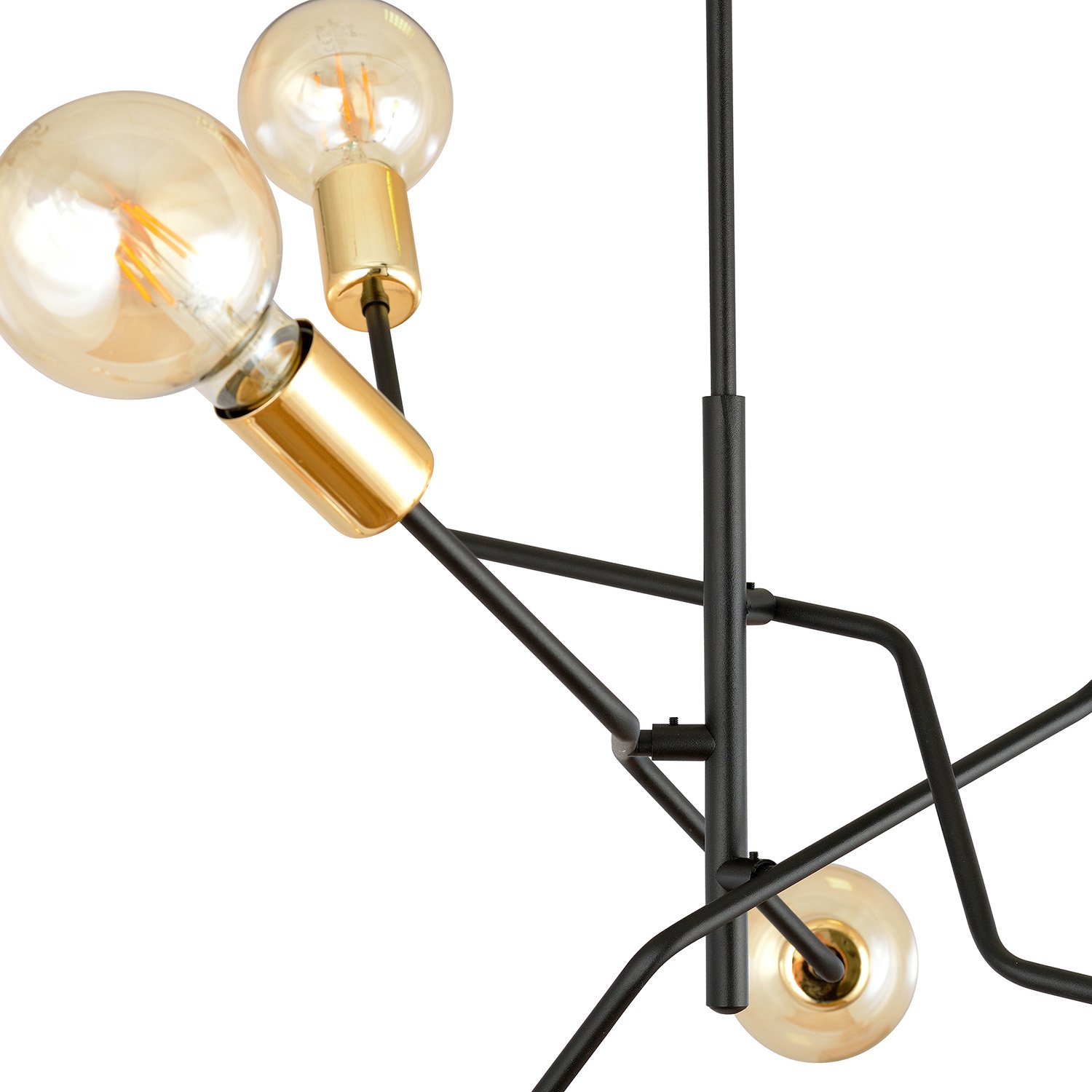 Sospensione Industrial 6 Luci Sugu Acciaio Nero E Oro Bracci Regolabili 1125/6