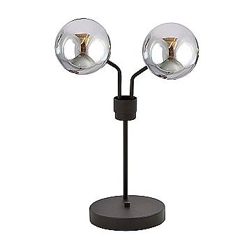 Lampada Da Tavolo Moderna Orione Acciaio Nero Grigio 2 Luci E14 Ip20