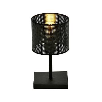 Lampada Da Tavolo Industrial 1 Luce Puro Acciaio Nero Paralume A Cilindro
