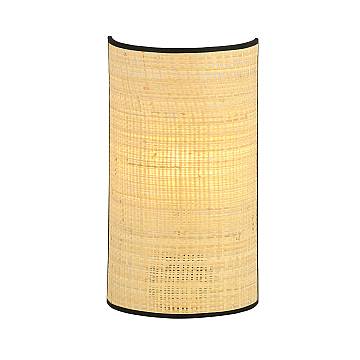 Applique Nordica 1 Luce Ladone In Acciaio Nero E Rattan