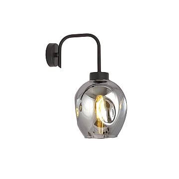 Applique Moderna 1 Luce Eritonio In Accaio Nero E Vetro Fumè