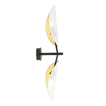 Applique 2 Luci Po A Braccio In Acciao Nero Bianco E Oro