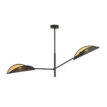 Lampadario 2 Luci Po In Acciao Nero E Oro Con Bracci Mobili