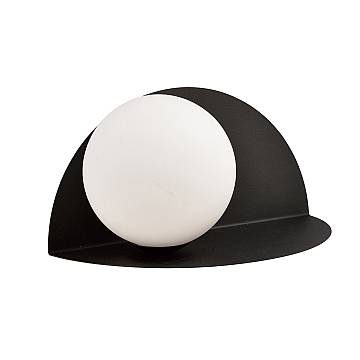 Applique 1 Luce Indiretta Pavaka Con Base In Acciaio Nero E Vetro Opale