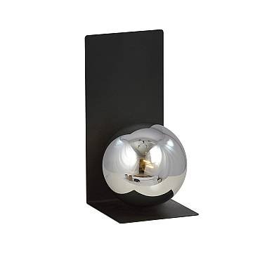 Applique Minimal 1 Luce Indiretta Pavaka Base Acciaio Nero E Vetro Fumè