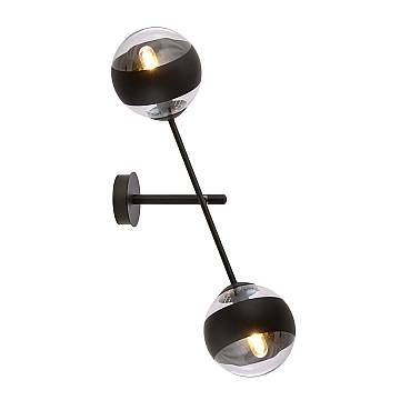 Applique Contemporaneo Udden Acciaio Nero 2 Luci E14