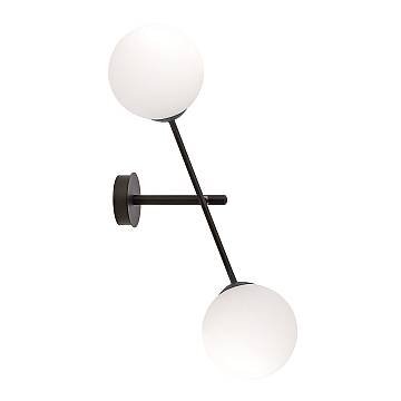 Applique 2 Luci Udden In Acciao Nero Con Bracci Regolabili E Vetro Opale