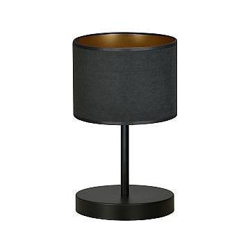 Lampada Da Tavolo 1 Luce Vinayaka Acciaio Nero E Paralume In Tessuto Nero