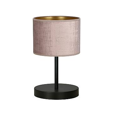 Lampada Da Tavolo 1 Luce Vinayaka Acciaio Nero E Paralume In Tessuto Rosa