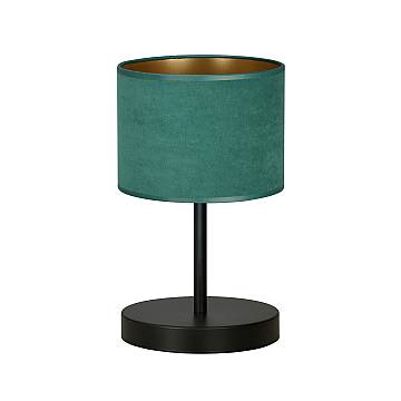 Lampada Da Tavolo 1 Luce Vinayaka Acciaio Nero E Paralume In Tessuto Verde