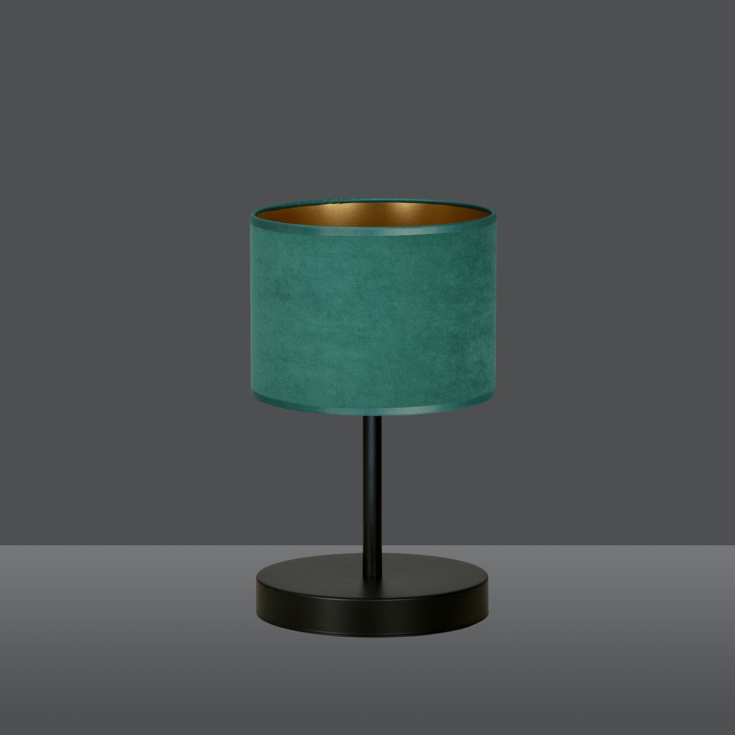 Lampada Da Tavolo 1 Luce Vinayaka Acciaio Nero E Paralume In Tessuto Verde 1051/LN1